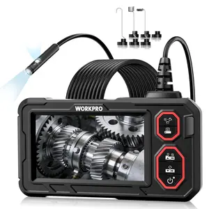 WORKPRO 4.3-Inch Rechargeable Industrial Endoscope Camera, IP67 Waterproof 1920P HD Dual Lens Borescope with 9 Adjustable LEDs, Inspection Camera with 16.4 ft Semi Rigid Cable