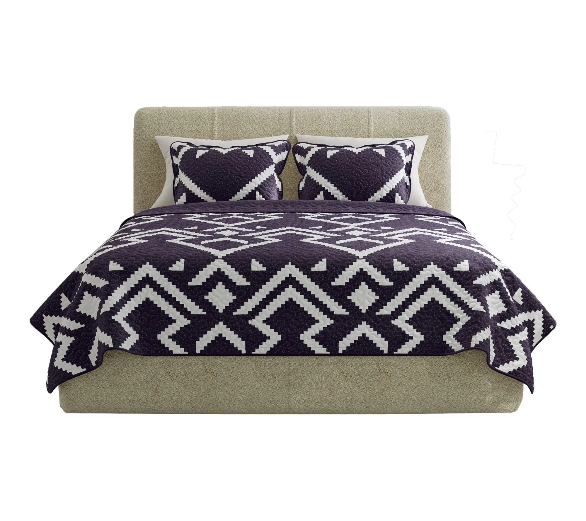 Lavish Home 3-Piece King Quilt Bedding Set Geometric Pattern