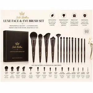 14-Piece Coffee Wood Makeup Brushes Set, Soft Cosmetic Brushes with Synthetic Bristles, Professional & Home Use Makeup Tool Kit for Foundation, Concealer, Eyeshadow