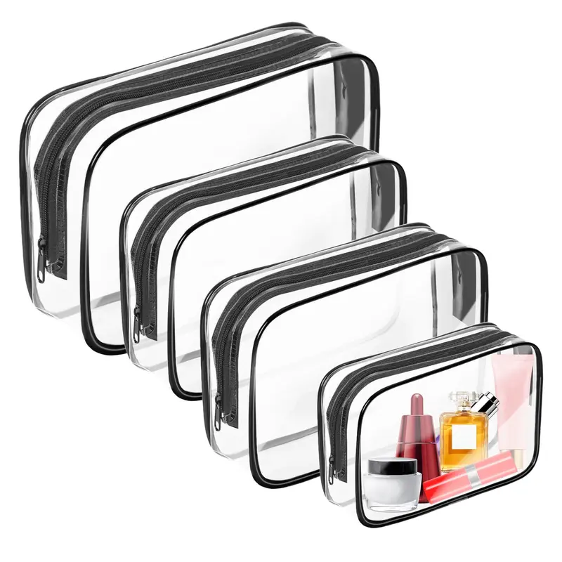 [New Deal] 4-Pack TSA-Approved Clear Toiletry Bag, Portable PVC Material Zippered Travel Makeup Organizer Pouch