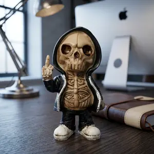 1pc Middle Finger Skull Ornament, Home Decor Item, Desktop Mini Sculpture, Bold Statement Piece, Unique Wall Art Accessory, Desktop Statue