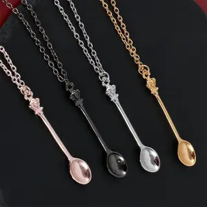 [Aevitas]Crown Mini Tea Spoon Classical Royal Spoon Necklace