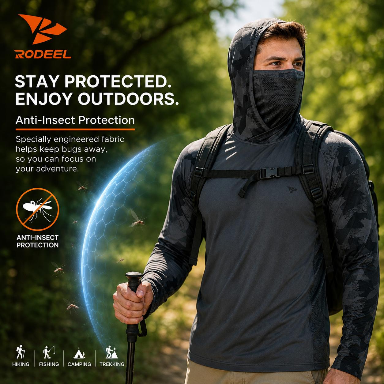 【RODEEL】915 Sun Hoodie Shirts w/ Mask Neck Gaiter Men UPF 50+ UV Protection Long Sleeve Lightweight Quick Dry Moisture Wicking Breathable Cooling Athletic Activewear for Outdoor Fishing Boating Hiking Construction Roofing Framing Landscaping summervibes 【RODEEL】915 Sun Hoodie Shirts w/ Mask Neck Gaiter Men UPF 50+ UV Protection Long Sleeve Lightweight Quick Dry Moisture Wicking Breathable Cooling Athletic Activewear for Outdoor Fishing Boating Hiking Construction Roofing Framing Landscaping summervibes