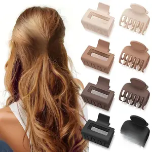8 Pcs Medium Hair Clips for Women Girls - 2 Styles Rectangle and Double Row Teeth Small Claw Clips for Thin/Medium Fine Hair, Matte Non-slip Jaw Clips Strong Hold Hair Accessories, Neutral