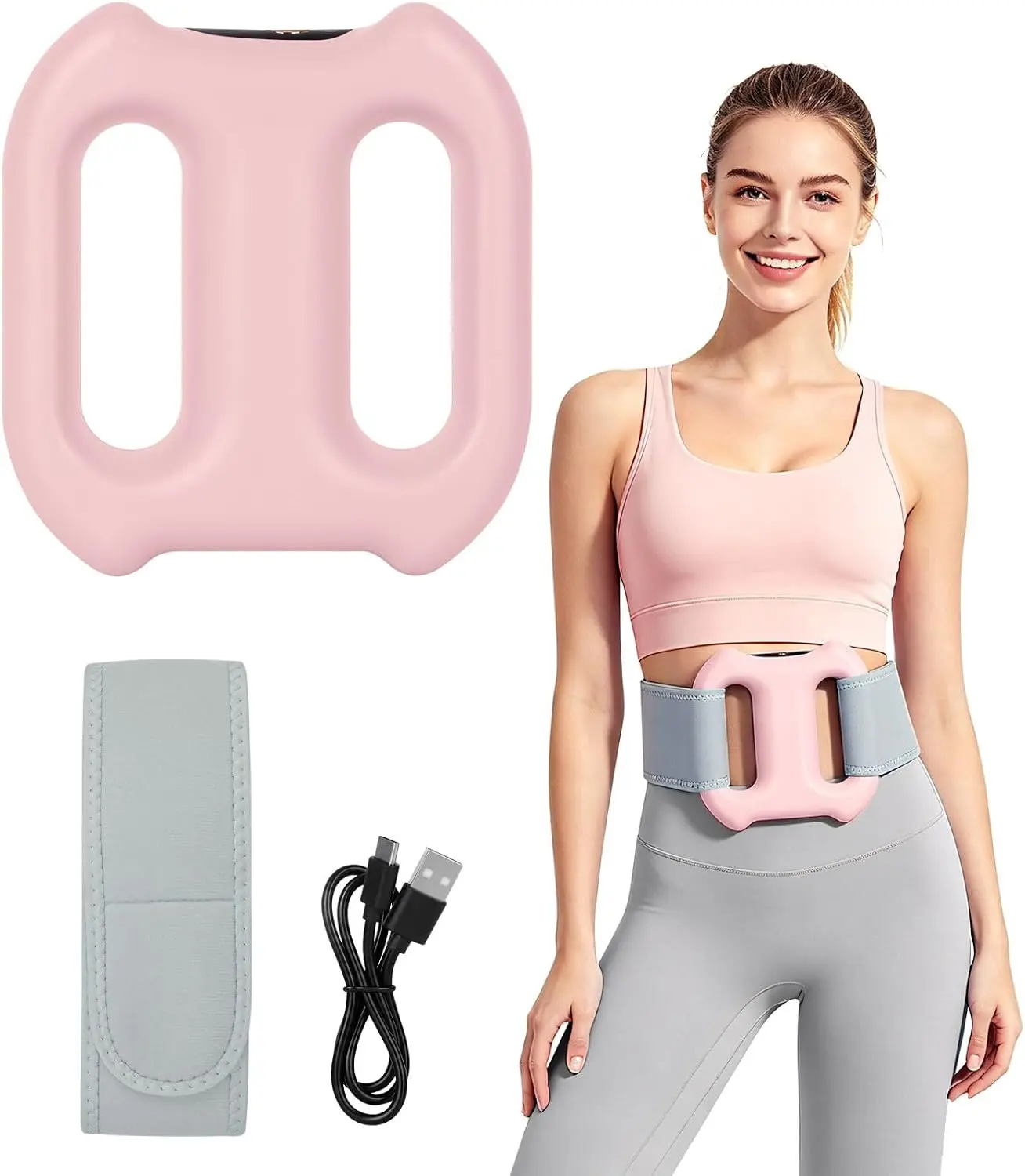 Dual-Ring Fascia Ring Massager, Muscle Recovery Core Ab Belt Tool Dual-Ring Electric Waist Belt Relaxer, Portable Core Vibration for Daily Tummy Workout Muscle Relief, 8 Speeds  Holiday Gift