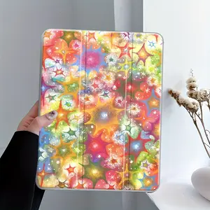 Rainbow Star Pattern Design iPad Case, Shell, Transparent Acrylic Hard Back With Pencil Slot, Suitable for Ipad mini pro air, Scratch-resistant Ultra-thin, Shock-resistant Full Cover Protective Case Suitable for Offices Schools and Homes
