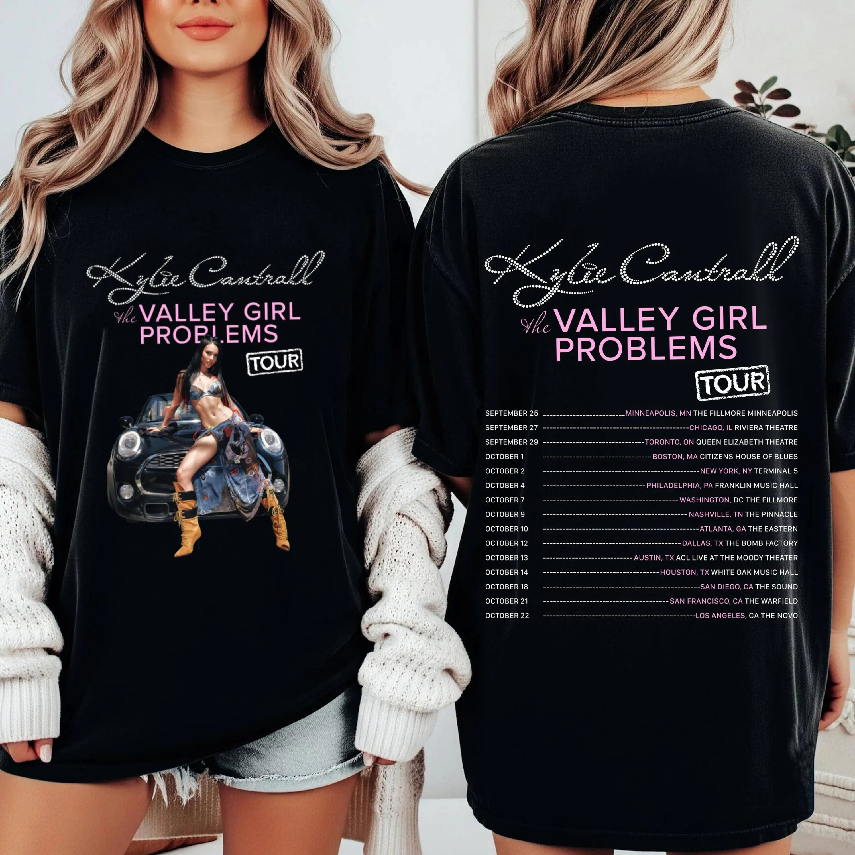 2-sided Kylie Cantrell Tour T Shirt, Valley Girl Problems Concert Tee, Rhinestone Graphic Shirt, Music Fan Gift HFN