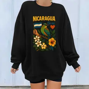Nicaraguan - Pride Themed Sweatshirt Featuring Bird, Flag, Flowers and "NICARAGUA En mi" Slogan