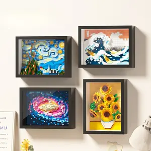 Micro-Particle Set (800+ Pcs), Sunflower Art Life, Galaxy Pixel, Starry Sky and Kanagawa Surf Scene Creative Building Blocks, Adult Puzzle Frame Gift