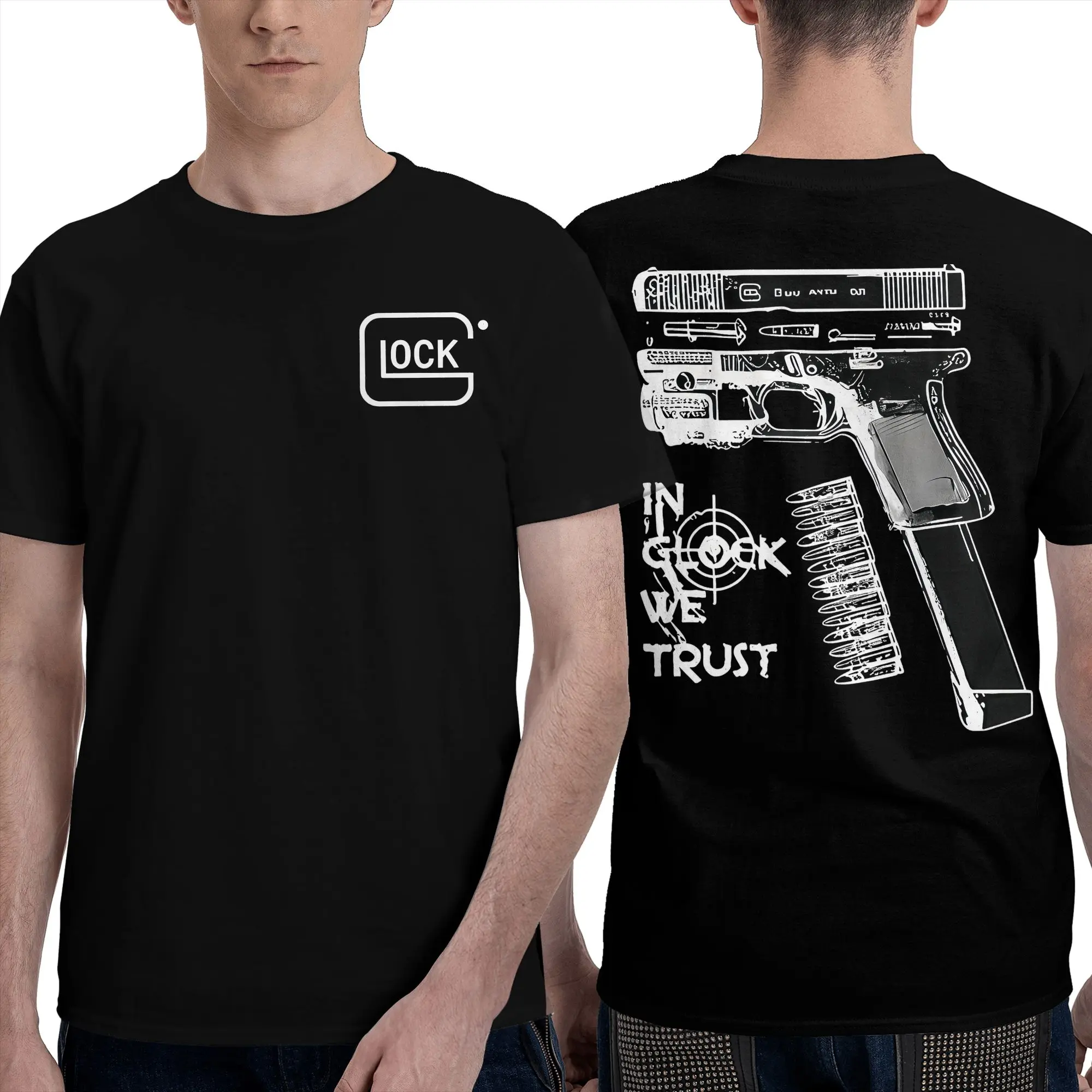 Glock Gun Culture Firearm Enthusiast-Short Sleeve Unisex Shirt for Men & Women Casual All Seasons Crewneck Machine Washable Fitted Tee Menswear Top Stylish Streetwear T-Shirt Tshirt Soft Fabric