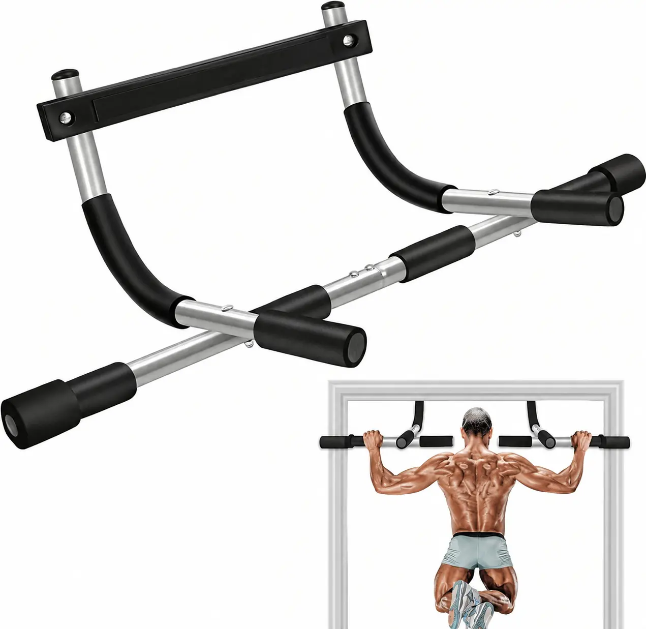 Pull Up Bar for Doorway, Heavy Duty Chin Up Station for Home Gym, Multi-Grip or Adjustable Door Frame Exercise Equipment for Upper Body Strength Training