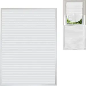 Adhesive Blinds for Windows, Waterproof Window Shades Home, Blackout Pleated Paper Shade, Easy to Cut Temporary Sun Blocking No Drill Tools Bathroom