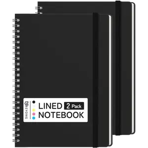 Spiral Journal Notebook - 2 Pack Small Size, Lined Journals for Writing, Journaling, Note Pad, Diary, Work & School, Men & Women (Black, 5x7)