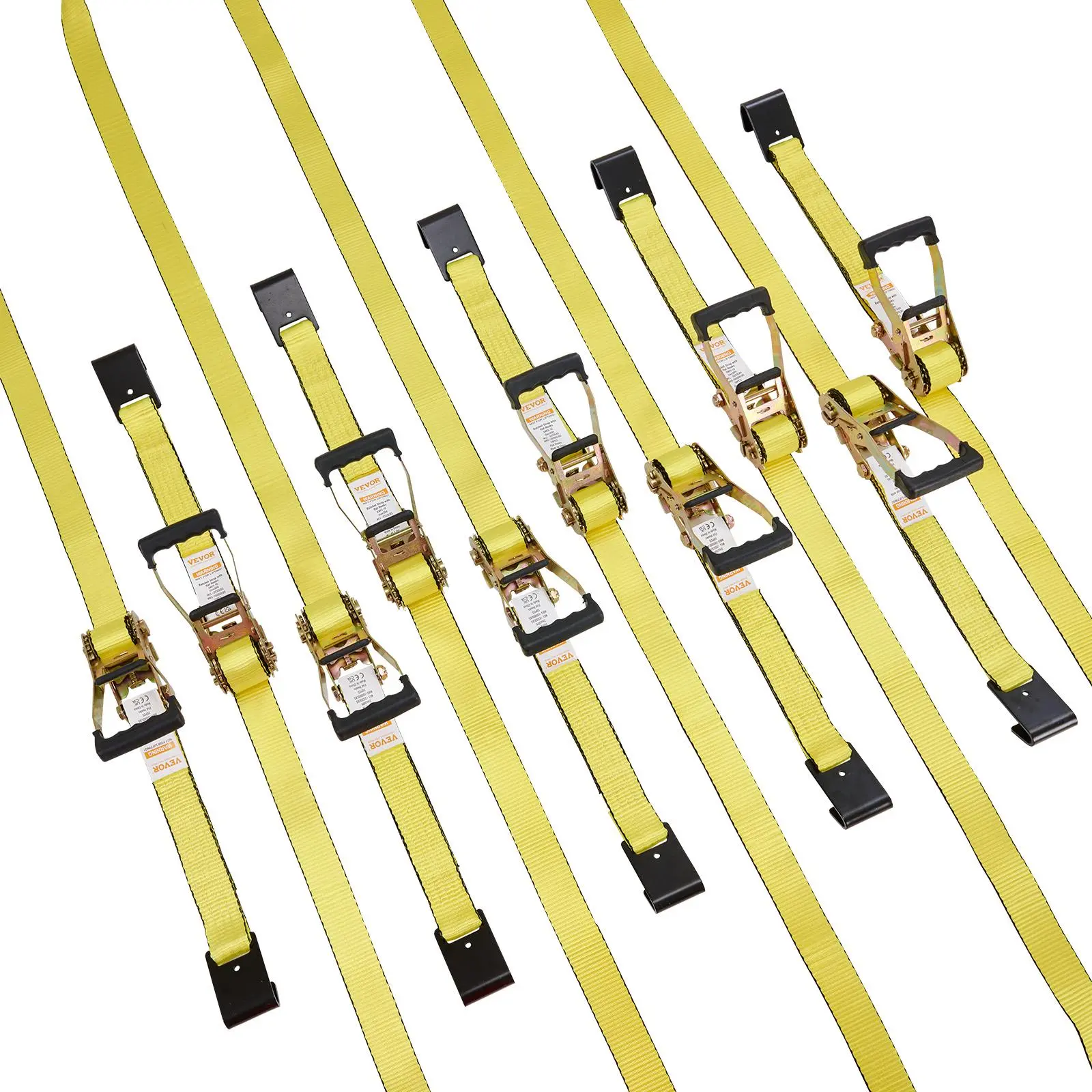 【Summerfinds】VEVOR Ratchet Tie Down Straps (10PK), 10000 lb Break Strength, Endless Ratchet with 10 Premium 2" x 30' Tie Downs Heavy Duty, Track Spring Fittings for Moving Securing Cargo, Appliances, Motorcycle