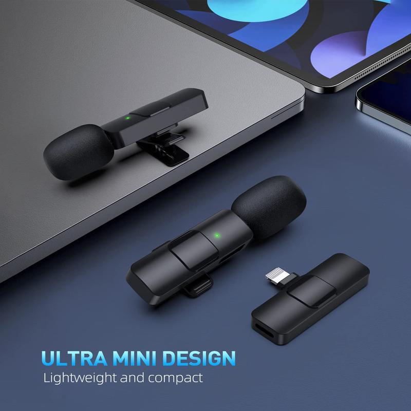 Wireless microphone party gift-2pcs Professional Wireless Lavalier Lapel Microphone for iPhone, iPad - Cordless Omnidirectional Condenser Recording Mic for Interview Video Podcast Vlog,YouTube,TikTok