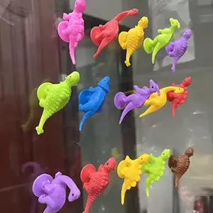 Gift for Her/Him 12 Suction Cup Dinosaurs in Macaron Colors - Made of Soft TRP Rubber, Perfect for Home Living Room Decor, for Party Gifts, Easter Egg Fillers, Shower Decorations, And Window Displays