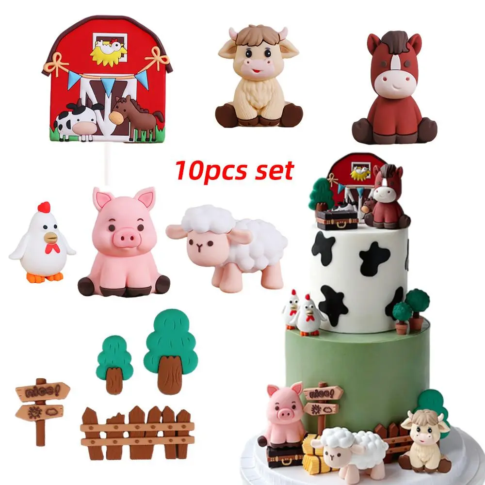 Farm Animal Cake Topper Cow ,Pig, Mountain Cattle, Chick Cake Decorations for Baby Shower Kids Happy 1st Birthday Party Supplies Farm Animal Cake Topper Cow ,Pig, Mountain Cattle, Chick Cake Decorations for Baby Shower Kids Happy 1st Birthday Party Supplies