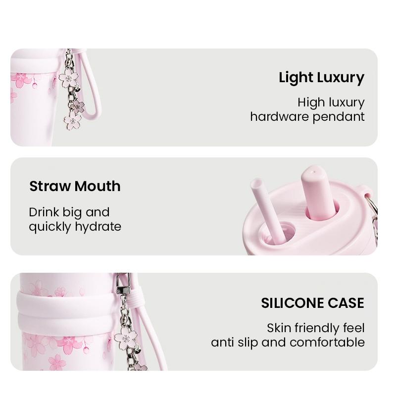 YANIS 3 Large-capacity Outdoor High-visibility Style Ladies and Gentlemen Universal Fashionable Picnic Insulated Cup-C003 Drinkware Flasks 550ml 316L Inner Liner Portable Tumbler Mug Bottles Bottled C003-White Water Bottles