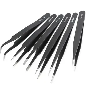 Industrial Tweezers Set, Stainless Steel Anti-static Tweezers, Maintenance Tool, Straight & Curved Tweezers Hand Tools for Computer & Mobile Phone Repair, Essential Tools