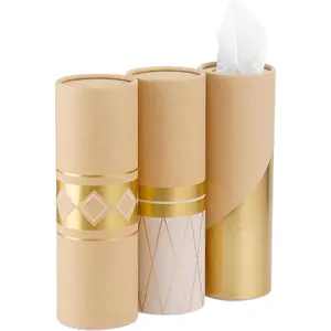 Tissue Holder with 3-ply Facial Tissues Bulk  Foil  Tissues Cylinder, Tissue Holder for , Travel Tissues for  Cup Holder, Refill  Tissue Box Round Container  (3PK)