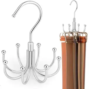 Belt Organizer for Closet, Heavy-Duty Rotating Belt Hanger Rack Holds up to 24 Belts, Hanging Space Saving Metal Belt Holder for Closet Storage