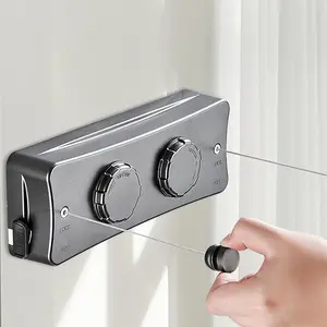 PrimPick Retractable Clothesline - 16.7Ft Twin Clothes Drying Laundry Line Indoor, Retractable Clothes Lines for Hanging Clothes Outdoor, Heavy Duty Retracting Clothing Line Wall Mounted