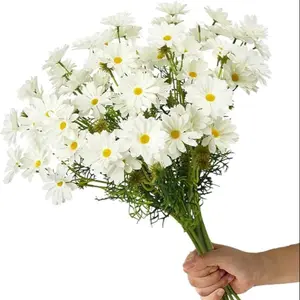 3 Bundles Artificial Decorative Daisy Flowers, Outdoor Fake Wildflowers with Stems, Leaves Small Bush Plants DIY Floral Arrangement Home Decor Artificial Flower Arrangements