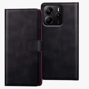 For Xiaomi Redmi Note 14 5G Case with Card Holder PU Leather Black Flip Protective Wallet Cover For Women Men Phone case