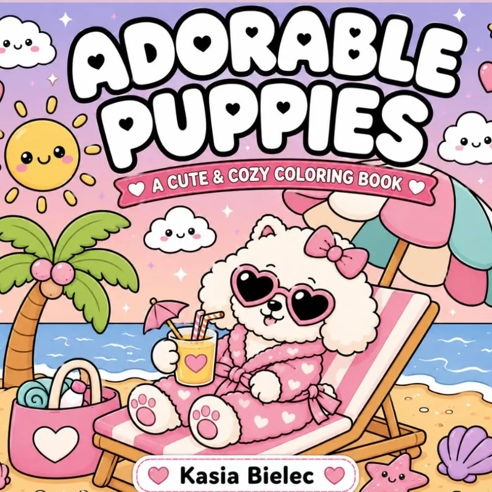Adorable Puppies Coloring Book: Fun and Easy Kawaii Dogs Doing Human Things | Cute Big Bold Designs for Relaxation, Creativity, and Stress Relief