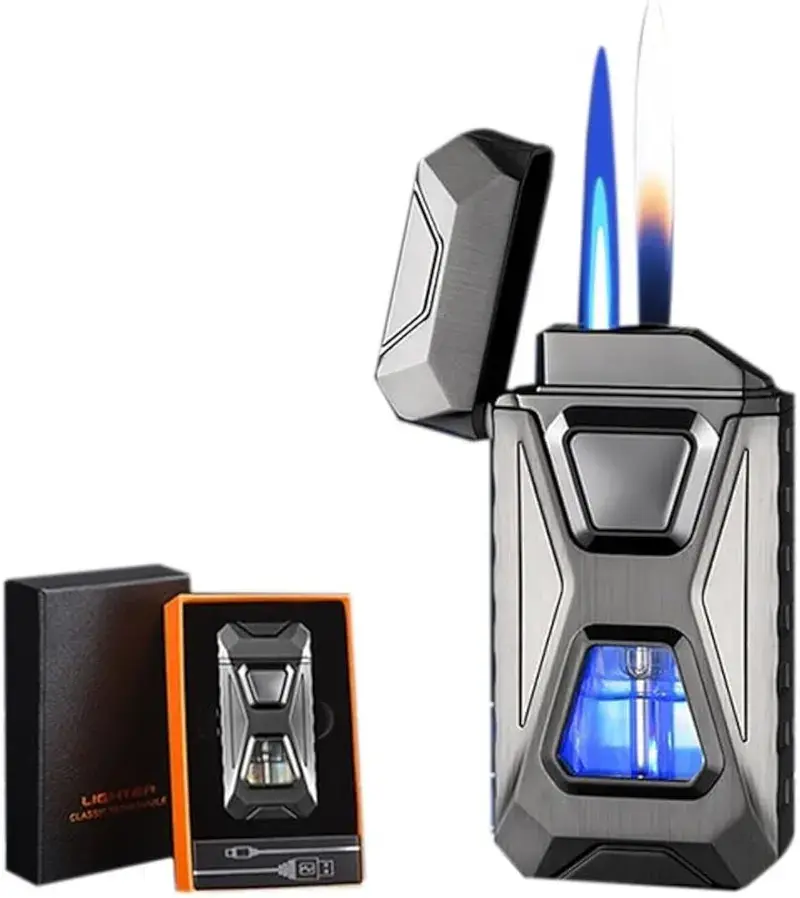 Voice Control Magic Lighter(No Gas),4 Ignition Modes (Voice/Gravity/Air/Tap),TYPE-C Rechargeable Windproof for Camping & Daily use,Husband Boyfriend Cool Birthday Present,fathers day gift