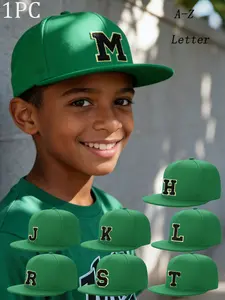 1Pc A-Z Letters Trendy Street Style Hip Hop Cap Solid Color Flat Brim Baseball Hat for Boy And Girl，Suitable For Streets, Music Festivals, Skateboarding, Stages, Leisure, Etc