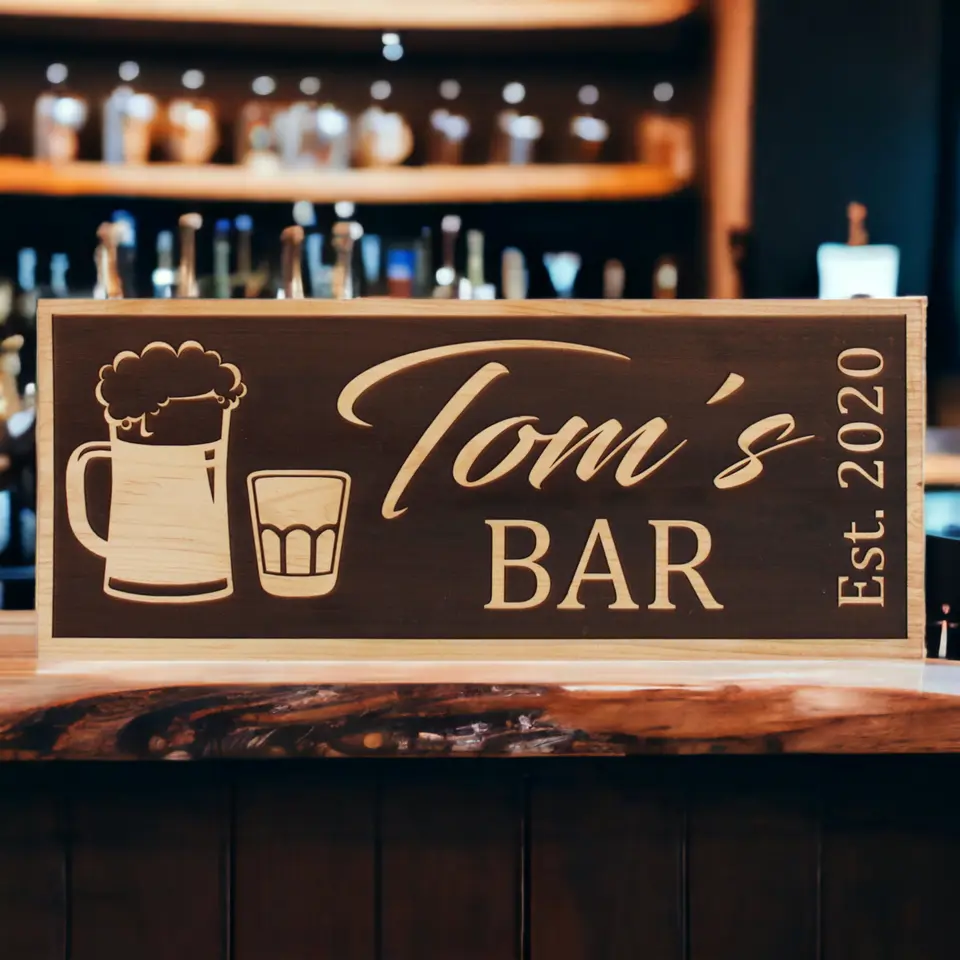 Whiskey & Wood Personalized Bar Sign
