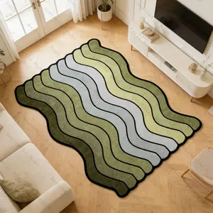 Rainbow Carpet for Living Room, Creative Design Modern Rug, Dopamine Soft Comfortable Plush Mat, Ideal for Bedroom Closet Vanity Area