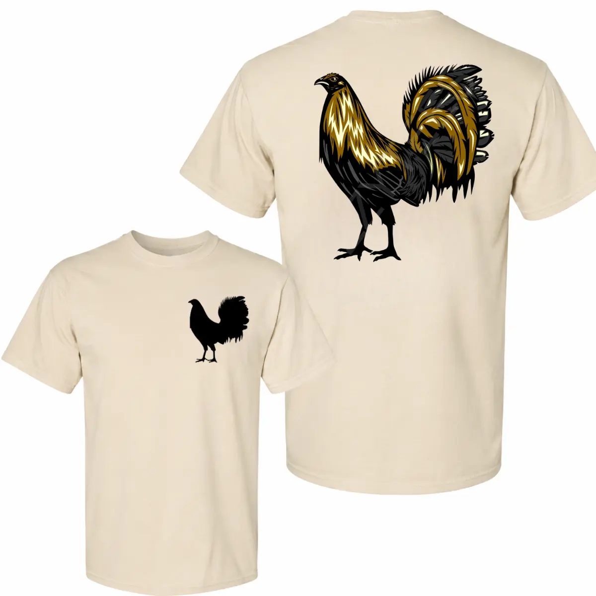 Gamefowl Rooster T-Shirt, Golden Black Chicken Graphic Tee, Gamecock Lover Shirt, Chicken Breeder Apparel, Farm Life Rooster Tee, Backyard Poultry Gift, Country Style Unisex Cotton T-Shirt