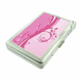 Pink Girly Glam y2k Floral Design Metal Case with Built in Lighter