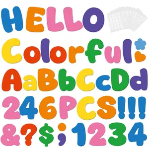 246 Pcs Bulletin Board Letters 4 Inch, Colorful Cutout Letters for Classroom Wall, Poster Board Letter with Adhesive Dot Alphabet Numbers Punctuation for Display School and Classroom Decor