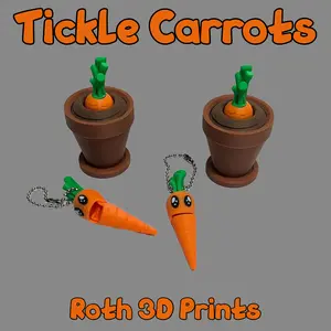 Tickle Carrots - 3D Printed Tickle Carrot Keychains - Carrot Themed Keychain Accessory