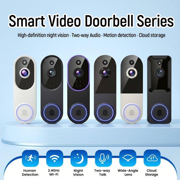2K Wireless Smart Doorbell Camera 166 Degree Wide Angle Video Two Way Audio AI Human Detection Night Vision 2.4G WiFi Rechargeable Battery Cloud Storage
