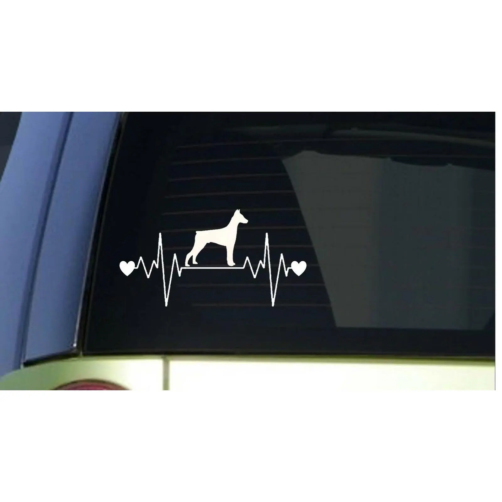 Doberman heartbeat lifeline *I204* 8" wide Sticker decal doberman pinscher