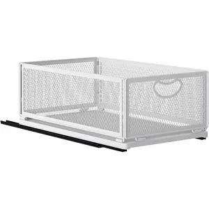 NEW Sliding Cabinet Basket Organizer Drawer Pull Out Cabinet Organizer Self Adhesive Cabinet Sliding Basket Organization Slide Out Pantry Shelves Sliding Drawer for Kitchen Home (Extended Medium)