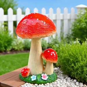 Resin Mushroom Garden Statue, Decorative Lawn Ornament, Indoor Outdoor Decoration, Resin Craft Sculpture for Yard & Home
