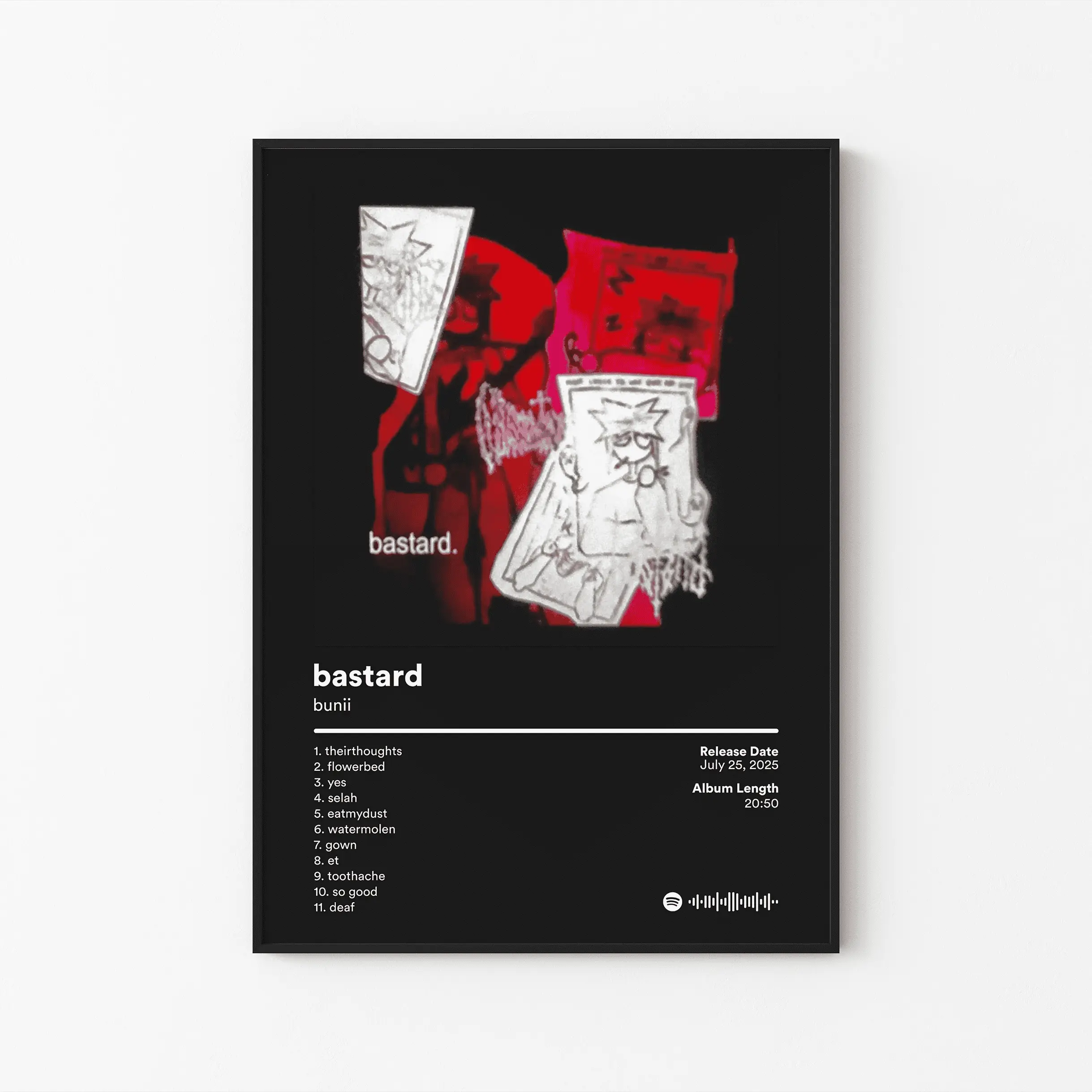 [ UNFRAMED RAP POSTER ] bunii Album Poster, Underground Digicore Tracklist Art, Hyperpop Aesthetic Print, Niche Internet Music Decor, Unframed Print Only