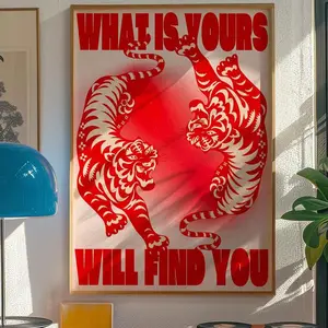 1PC, Canvas Hanging Poster, Solid  Painting, Tiger Poster, 70s Poster, Affirmation Poster, Aesthetic Art, Red Wall Art, Fashion Art Print, Retro Poster, Art, Vintage Poster, Room Living Room Decoration Hanging Painting Gifts Tombstone Wall Art