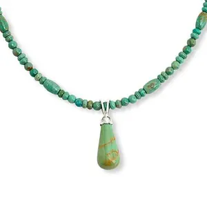 Mine Finds by Jay King Sterling Silver Alicia Turquoise Pendant with Beaded Necklace