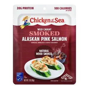 Chicken of the Sea Smoked Alaskan Pink Salmon, 3 oz. Packets (Pack of 4), Wild Caught Salmon, Natural Wood Smoke