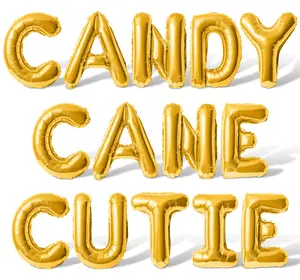Letter Balloons - CANDY CANE CUTIE 16" Inch Alphabet Letters Foil Mylar Balloon Christmas Party Banner