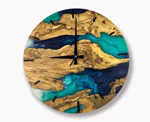 Resin and Olive Wood Wall Clock