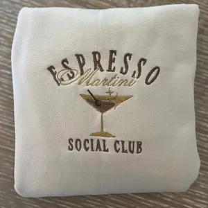 Espresso martini social club embroidered sweatshirt, minimalist sweatshirt, embroidered clothing, gifts for her