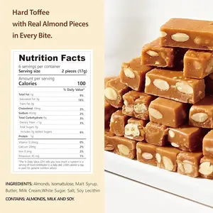 Tiny Poke Almond Toffee Candy, Hard Caramel Candy with Almonds, Individually Wrapped, 3.8 oz (108 g)