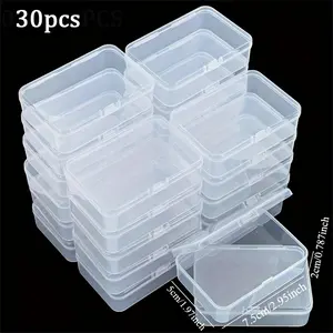 30pcs Square PP Plastic Boxes, Half-Transparent Packaging, Small Material Box with Lid, Jewelry Storage, Home Kitchen Supplies, Clear Storage Box